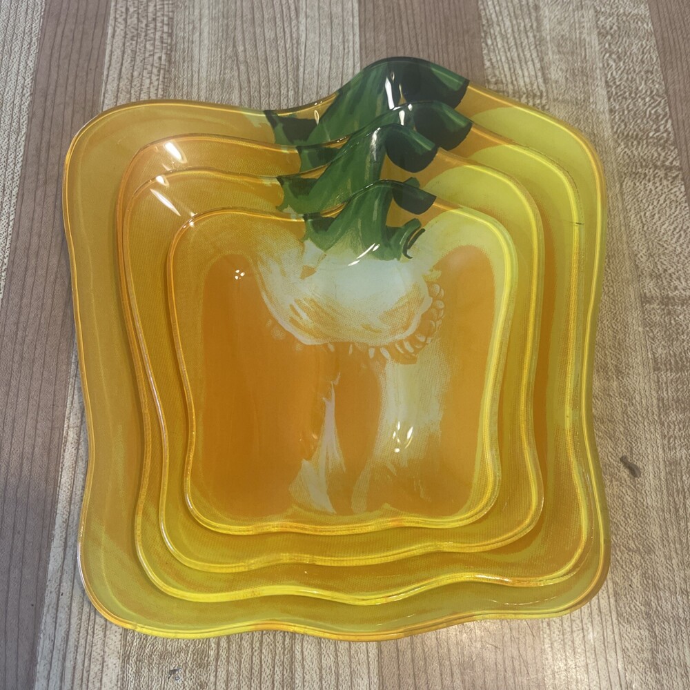 Ceramic Bell Pepper Fruit Saucer Plate Dipping Dish Coaster Set Of 4 8 To 5 Inch